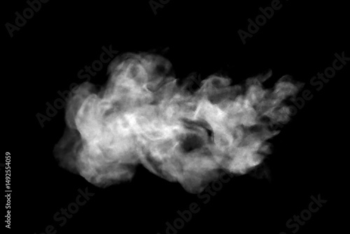 Close-up photo set of abstract white smoke or vapor floating on black background. Fog and cloud effect for air pollution design. Smog elements	

