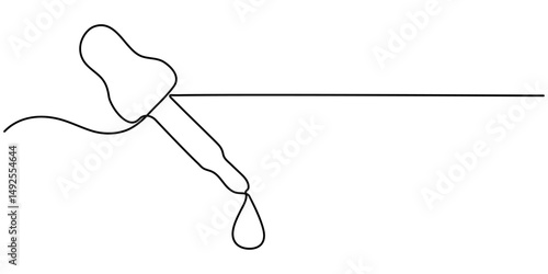 dropper continuous one line drawing, continuous one single line drawing icon of bottles with liquid ,Eye Drops one line drawing, Dropper and bottle with serum or oil, line. Cosmetic product in vial. 