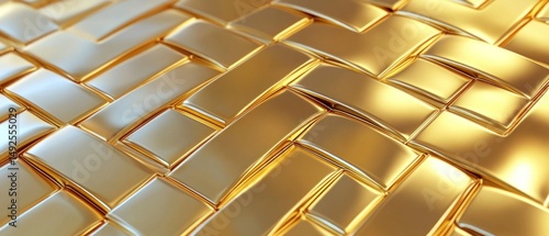 Obraz na płótnie Gold geometric woven pattern w salonie