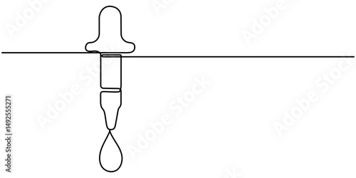 dropper continuous one line drawing, continuous one single line drawing icon of bottles with liquid ,Eye Drops one line drawing, Dropper and bottle with serum or oil, line. Cosmetic product in vial. 