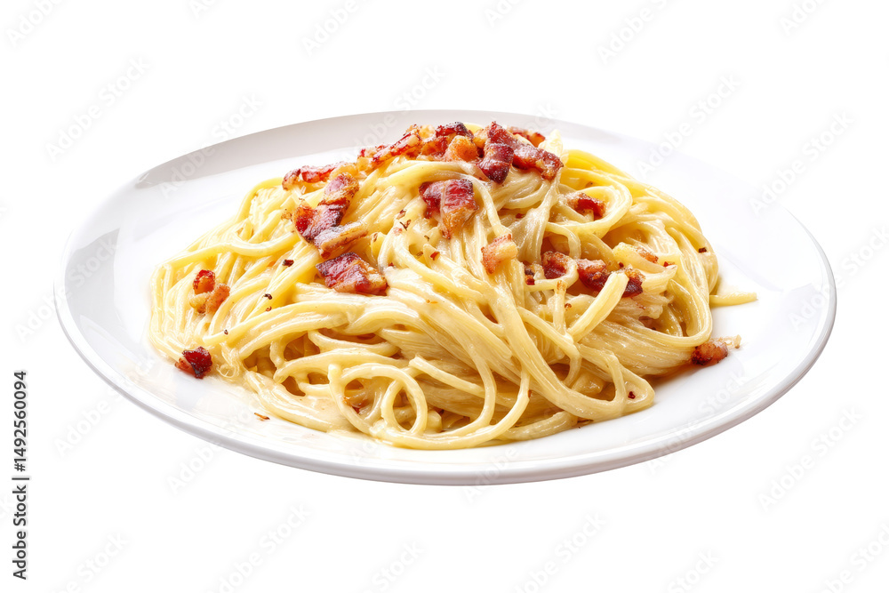 Close-up bacon pasta comfort Close-up bacon pasta comfort