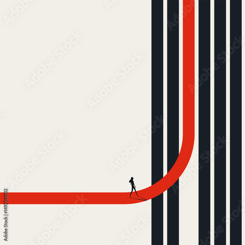 Business career growth vector concept. Symbol of joining, opportunity, rise, promotion. Minimal design eps10 illustration.