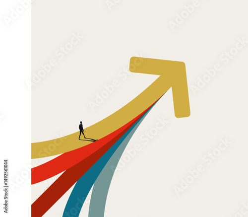 Business ambition and growth vector concept. Symbol of career success, goal, objective. Minimal design eps10 illustration.