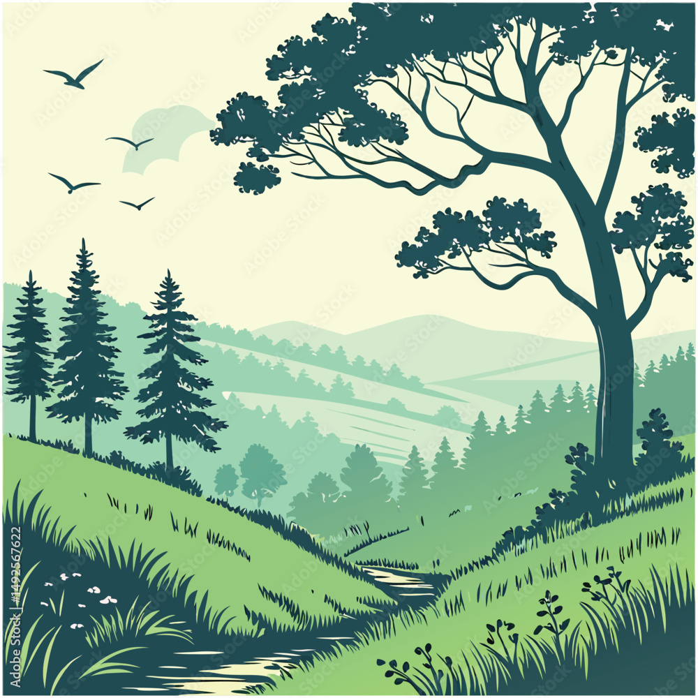 Fototapeta premium forest illustration