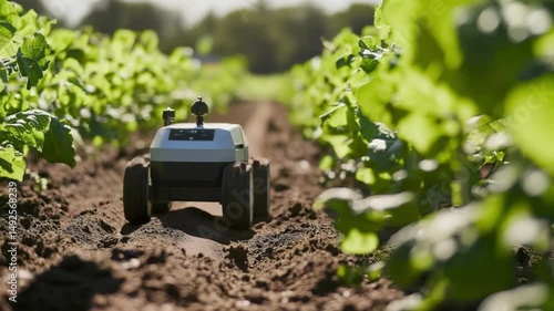 Robotic technology assists in planting crops in a vibrant agricultural field