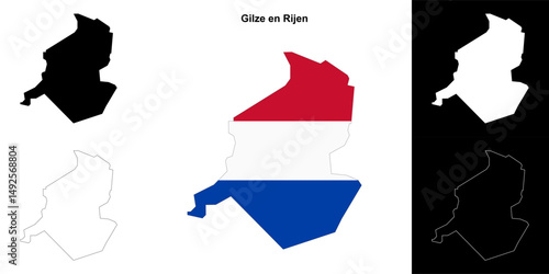 Gilze en Rijen blank outline map set