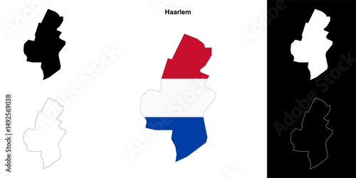 Haarlem blank outline map set