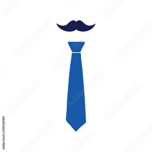 Mustache and tie silhouette vector illustration. Gentleman icon for Father’s Day,