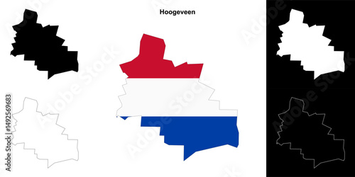 Hoogeveen blank outline map set