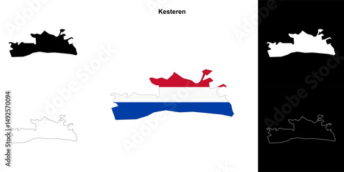 Kesteren blank outline map set