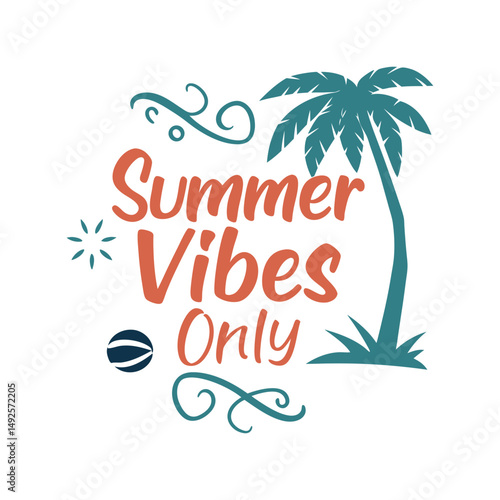 Summer vibes only typography vector illustration. Trendy beach-themed t-shirt design with fun lettering for print or apparel

