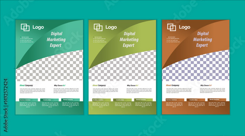  a bundle of 3 templates Business flyer design, in blue color, and modern design,marketing,business proposal, promotion, advertise, publication and editable vector template design