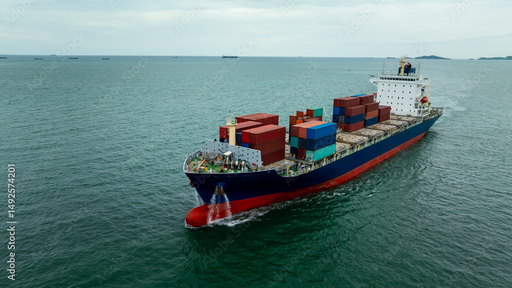 container ship carrying goods for international import export, business and industry regarding cargo transportation services to consumers and dealers by container ship around the world, container ship carrying goods for international import export, business and industry regarding cargo transportation services to consumers and dealers by container ship around the world,