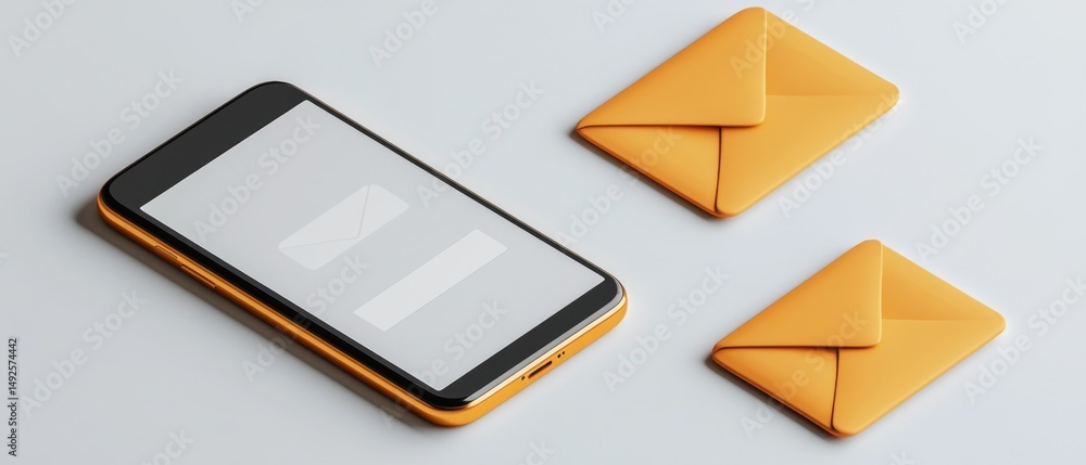 Smartphone and orange envelopes