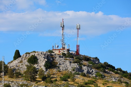 Fotografie Telecom base station on a hill top in Croatia