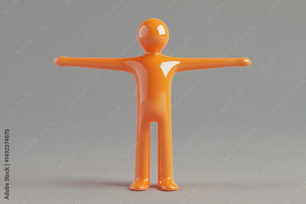 Orange character with arms outstretched
