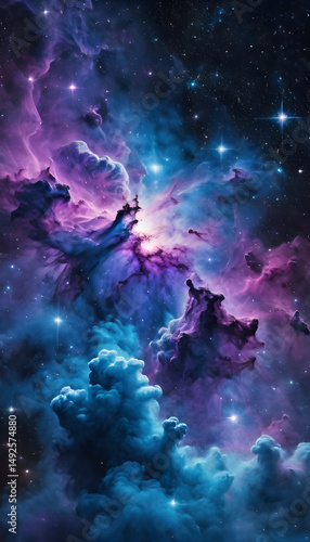 space background with stars and clouds