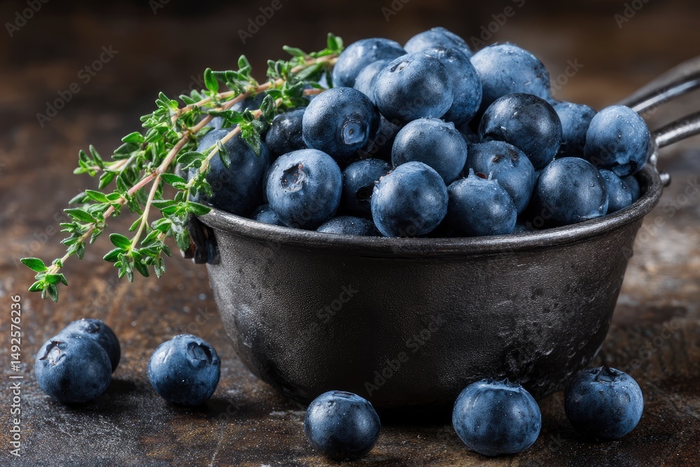 Juicy Blueberries in Rustic Bowl: A Dark Moody Still Life Juicy Blueberries in Rustic Bowl: A Dark Moody Still Life