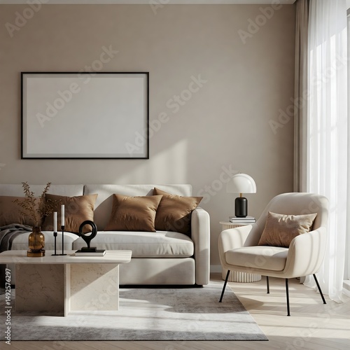 Wallpaper Mural Frame mockup, ISO A paper size. Living room wall poster mockup. Interior mockup with house background. Modern interior design. 3D render  Torontodigital.ca