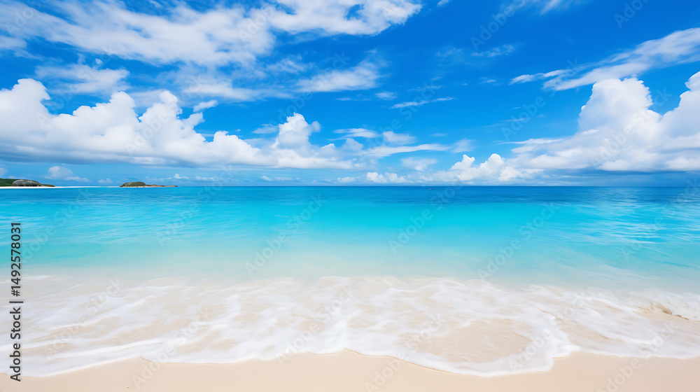 Tropical Empty Beach Under Blue Sky Tropical Empty Beach Under Blue Sky