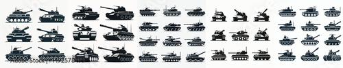 Vector set image silhouette of tank