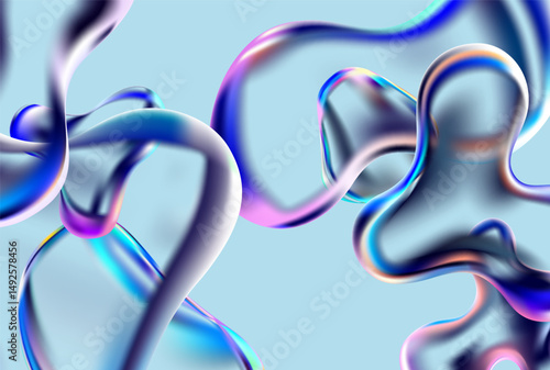 Abstract background of luminescent liquid bubbles.	Glass round shapes.