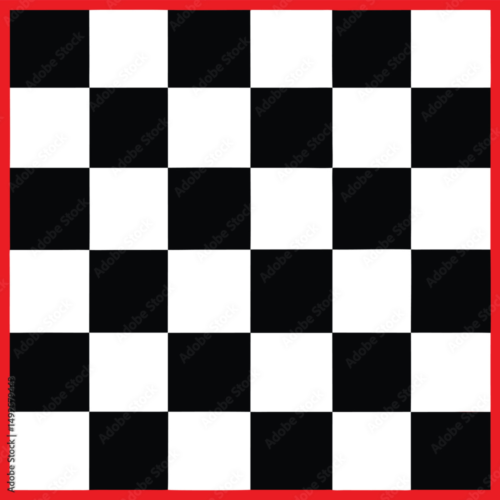 Fototapeta premium Seamless checkerboard vector pattern. Classic black and white geometric design with repeating square tiles