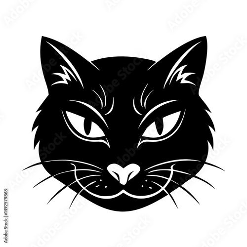  Fierce Black Cat Head Logo