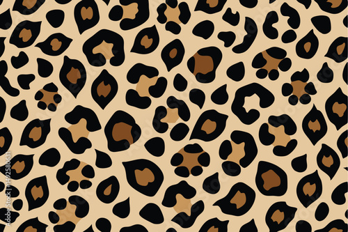 Seamless leopard print vector pattern. Repeating animal skin texture, wild cat spots design, stylish fashion background
