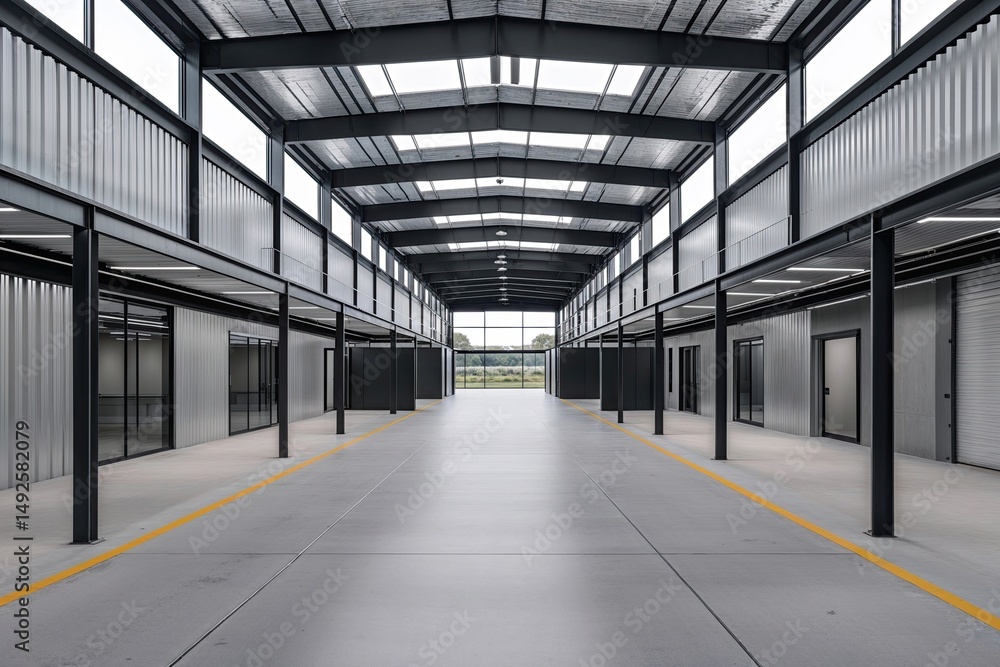 Obraz premium Modern Industrial Office Park with Stylish Design and Durable Metal Cladding