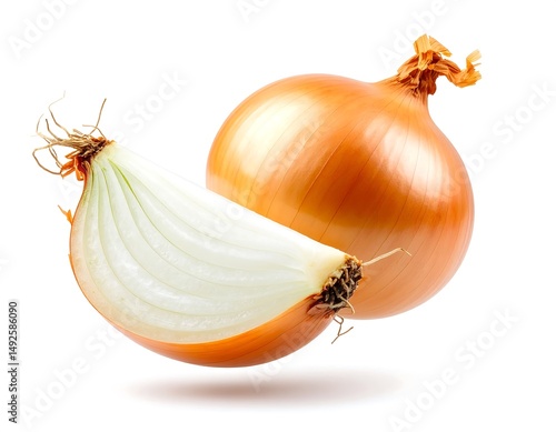 Wallpaper Mural Golden Onion With A Slice Isolated Against White Background Ideal For Culinary Use Torontodigital.ca
