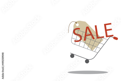 Sale shopping cart. online business marketing discount concept for advertisement, special offer, discount, black friday promotion with copy space background vector illustration flat design.