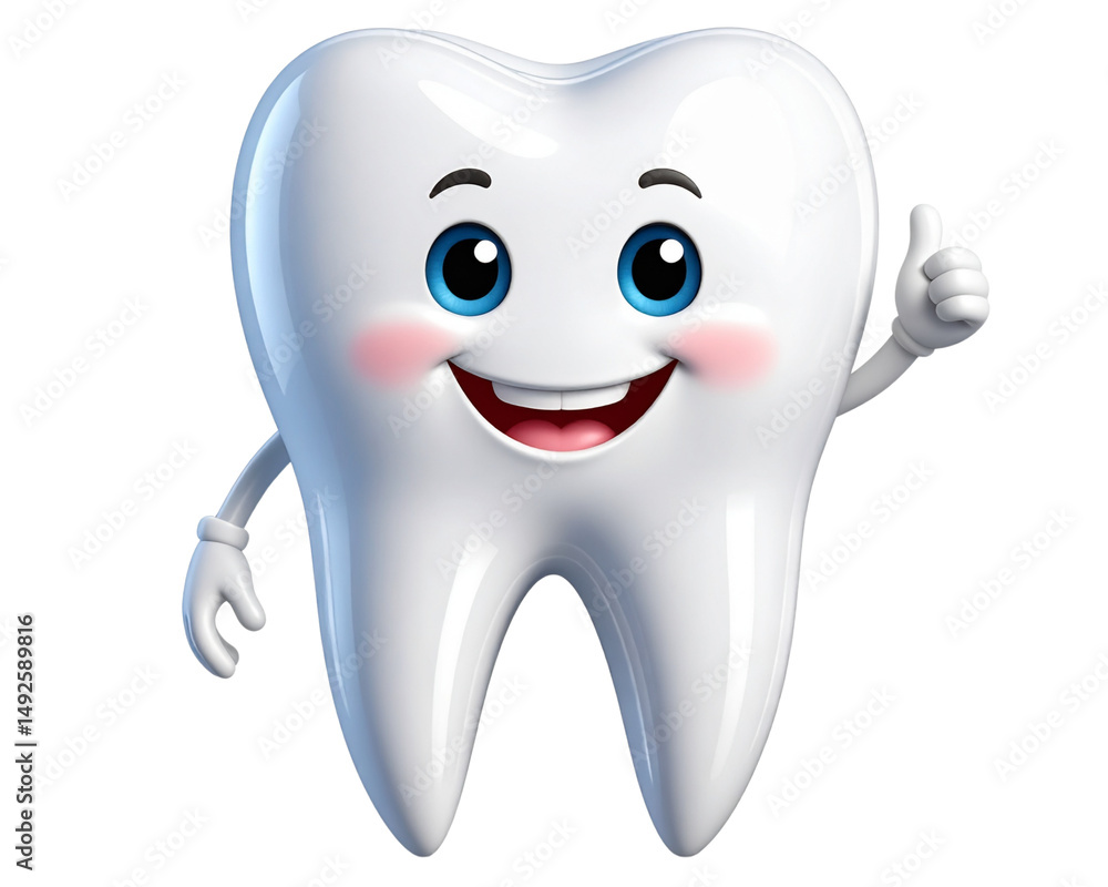 Cute tooth character with a smiley face isolated on a transparent background Cute tooth character with a smiley face isolated on a transparent background