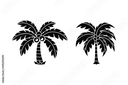 Set of Silhouette Palm Tree – Vector Art Illustration