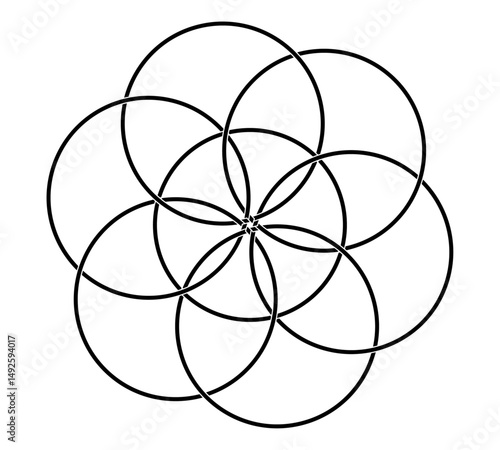flower of life black color vector on white background for wallpaper template decoration symbol 