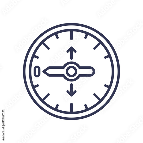 Minimalist altimeter icon symbolizing altitude and navigation.