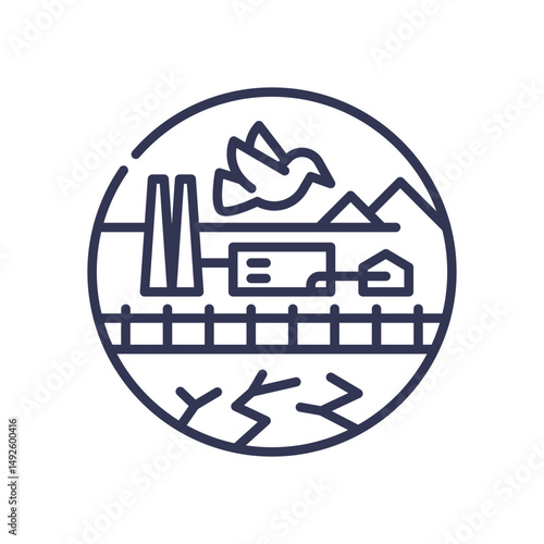 Industrial impact on nature, symbolizing biodiversity loss.