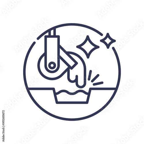 Illustration of gold pouring into a mold, symbolizing gold refining.