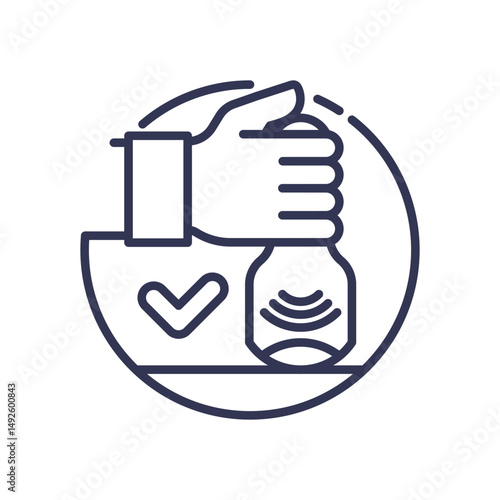 Illustration of a hand holding an ultrasound device, symbolizing non-invasive medical procedures.