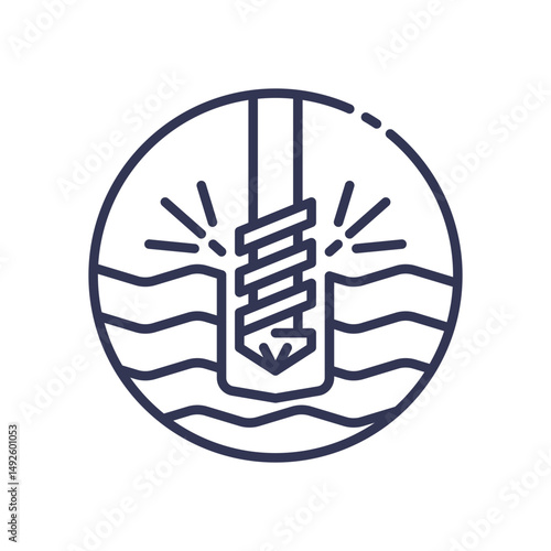 Illustration of a drill accessing underwater resources.