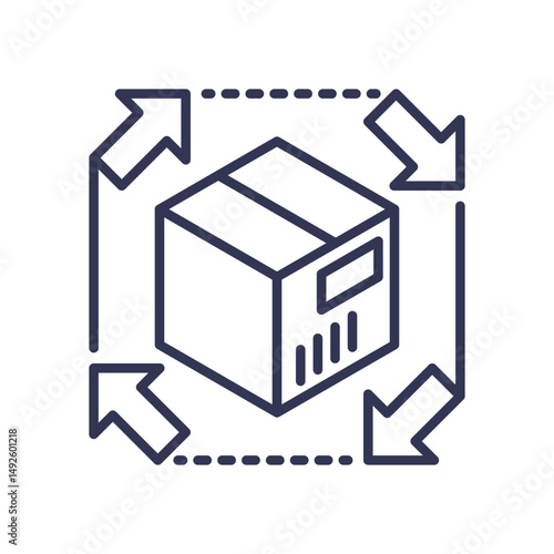 Box with arrows symbolizes efficient supply chain and logistics management.