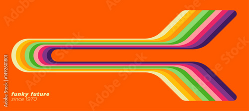 A 1970s-inspired retro futuristic abstract background with vibrant lines. Vector illustration.