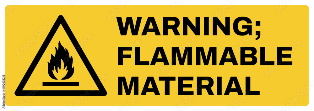 Obraz premium warning safety signs v2 uppercase text_warning ; flammable material_landscape size 1/2 a4,a3,a2,a1 