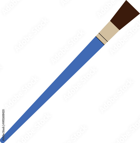 Paintbrush. Blue brush for broad strokes. Art supplies. Isolated vector illustration in flat style.