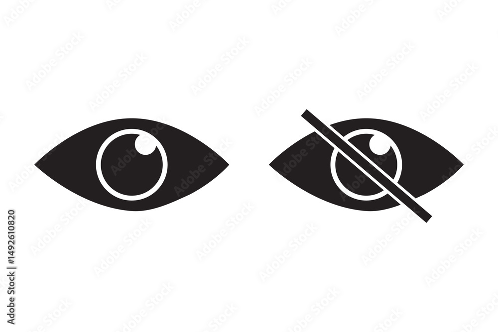 Obraz premium Eye vector icon. See and unsee symbol. Show password. Vector illustration, eps10
