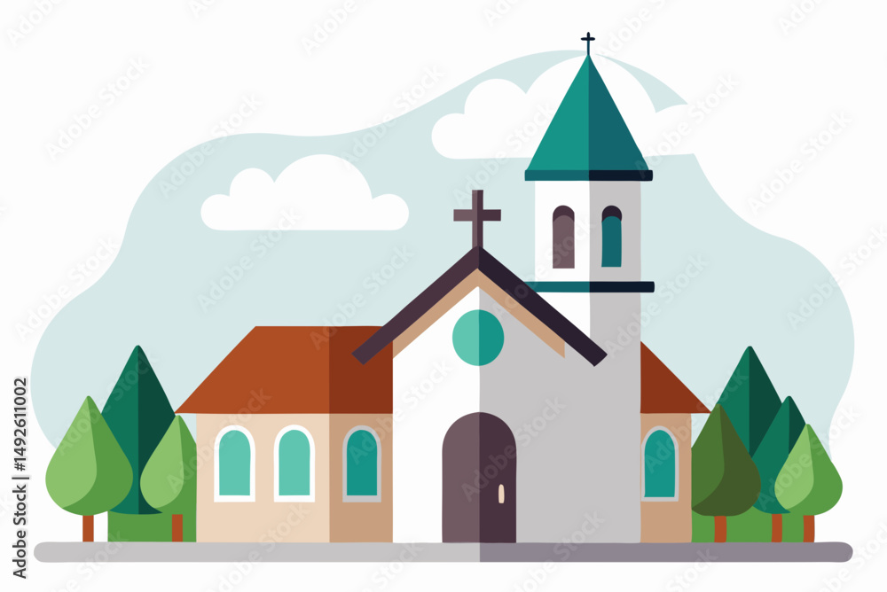 Naklejka premium Peaceful Church Vector Artwork