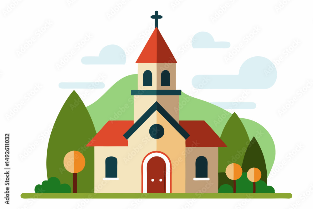 Naklejka premium Peaceful Church Vector Artwork