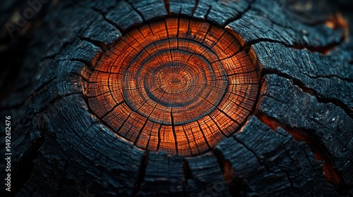 Wallpaper Mural Close-up charred tree trunk, vibrant rings Torontodigital.ca