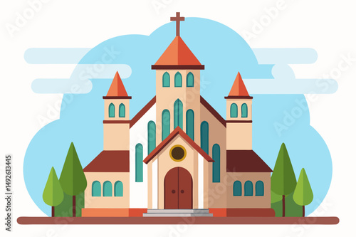 Wallpaper Mural Church Sketch Vector Art Torontodigital.ca