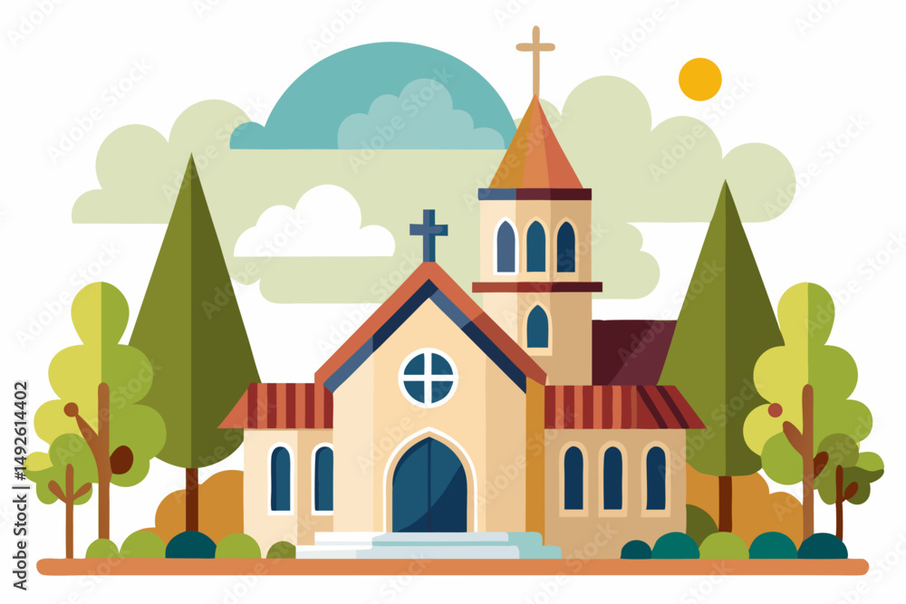 Fototapeta premium Flat Church Background Design